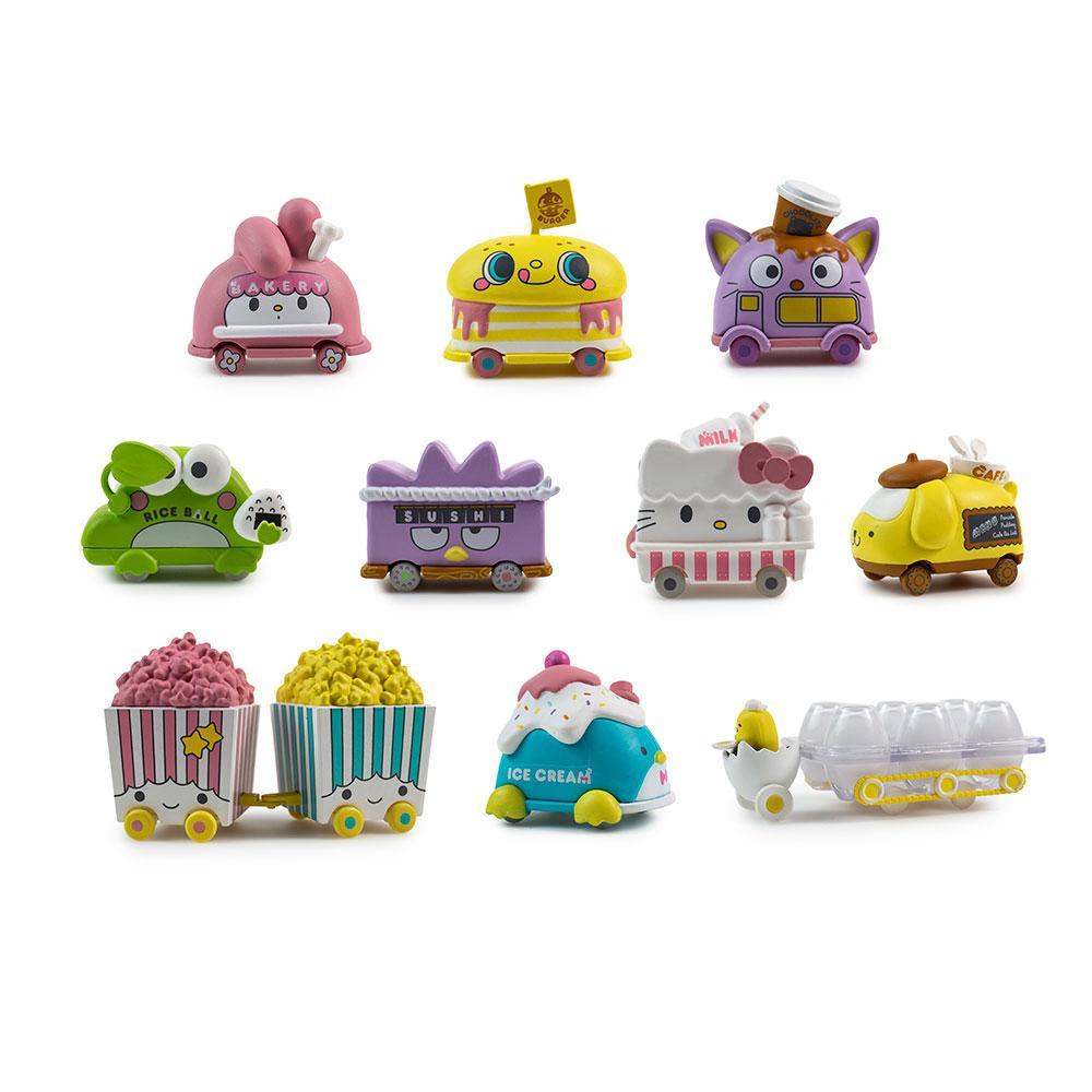 Sanrio Hello Kitty micro vehicle vinyl figure from Kidrobot blind bag series, packaged and ready for display.