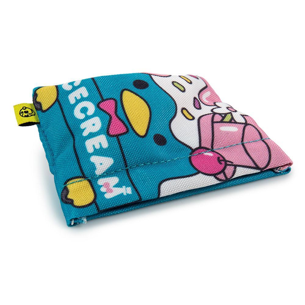 Sanrio Hello Kitty Micro Vehicle art figure by Kidrobot in a sealed blind bag, vinyl collectible toy with colorful design.