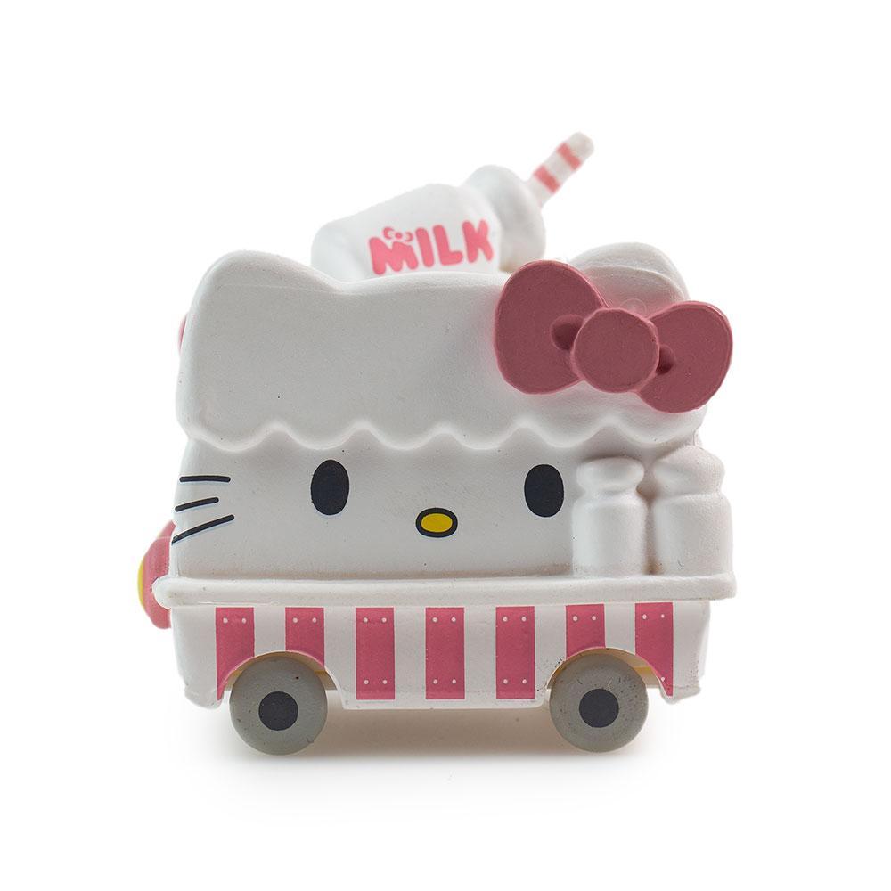 Sanrio Hello Kitty micro vehicle art figure in blind bag by Kidrobot, vinyl collectible toy for display and gifting.
