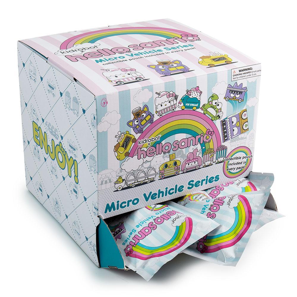 Sanrio Hello Kitty Micro Vehicle art figure by Kidrobot, packaged as a vinyl blind bag collectible toy.