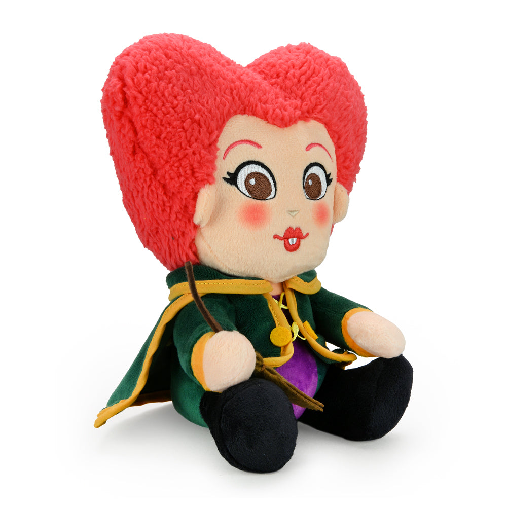 Disney Hocus Pocus Winifred Sanderson 8-inch Phunny plush by Kidrobot, soft stuffed toy of the witch character from Hocus Pocus.