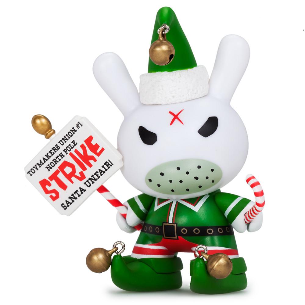 Vinyl Holiday Grumpy Elf 3-inch Dunny figure with a mischievous expression and holiday-themed details.