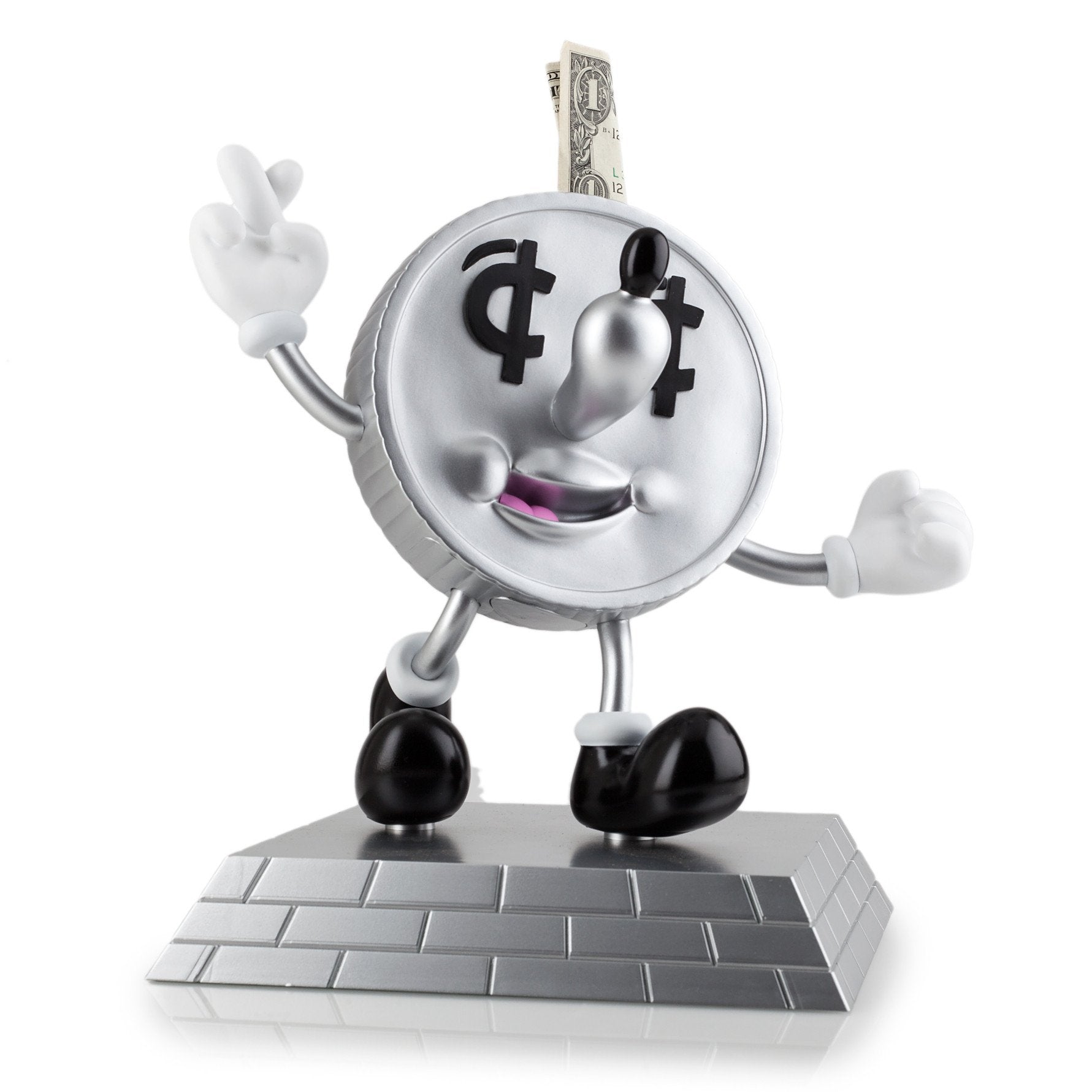 Jeremyville Lucky Money Coin vinyl art toy bank, featuring vibrant colors and unique design, made of durable vinyl material.