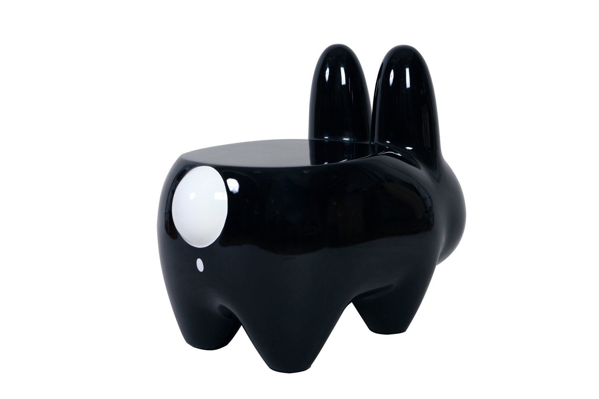 Kidrobot Art Giant Black Smorkin' Labbit stool featuring a bold black ...
