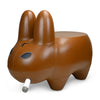 Kidrobot Art Giant Leather Smorkin' Labbit Stool in brown, featuring a large, detailed Labbit character with a textured leather finish.
