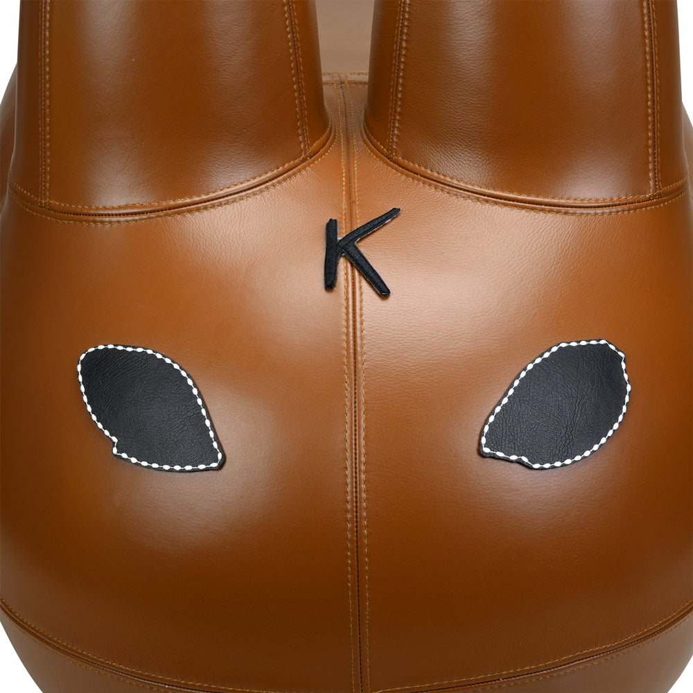 Kidrobot Art Giant Leather Smorkin' Labbit stool in brown, featuring a large, detailed Labbit character with a textured leather surface.