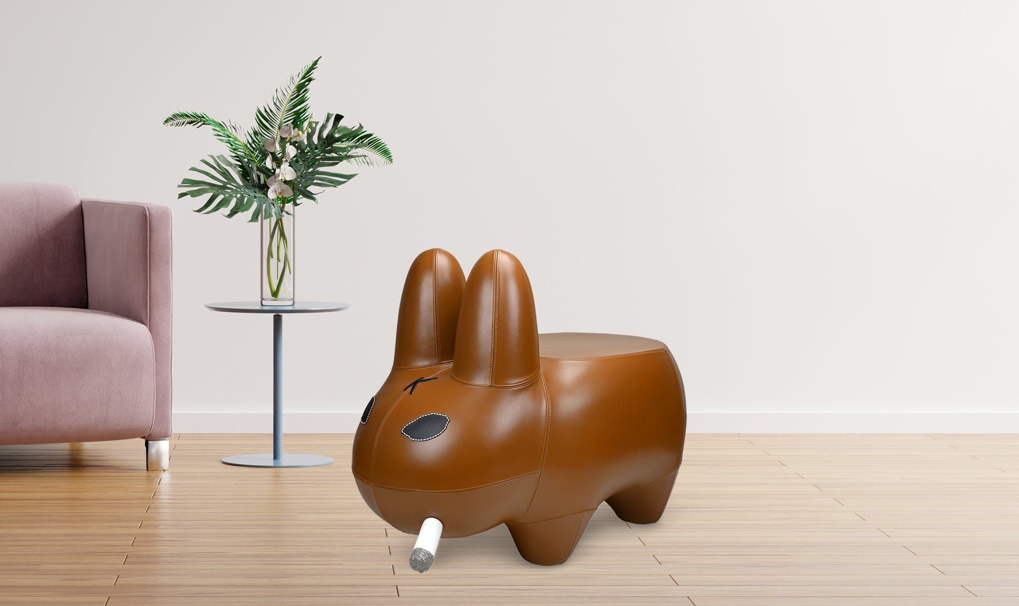 Kidrobot Art Giant Leather Smorkin' Labbit Stool - Brown Edition