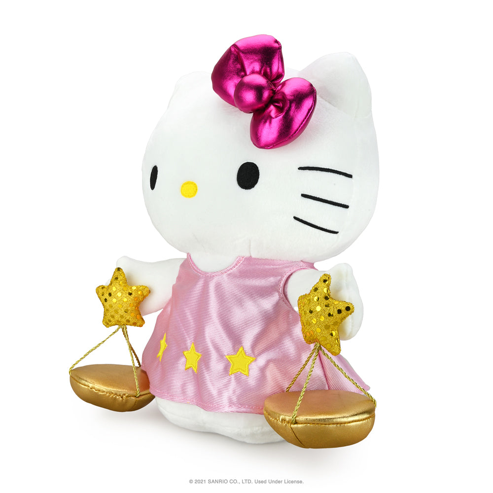 Sanrio Kidrobot Hello Kitty Zodiac Medium Plush Libra Edition featuring a soft, cuddly plush Hello Kitty dressed as Libra.