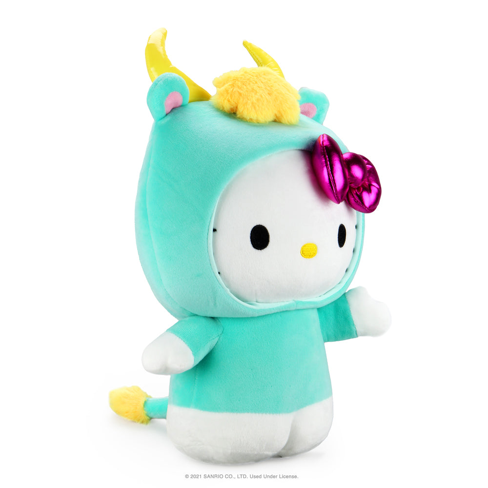 Sanrio Kidrobot Hello Kitty Taurus Zodiac plush in medium size, featuring a soft plush design with Taurus-themed details.