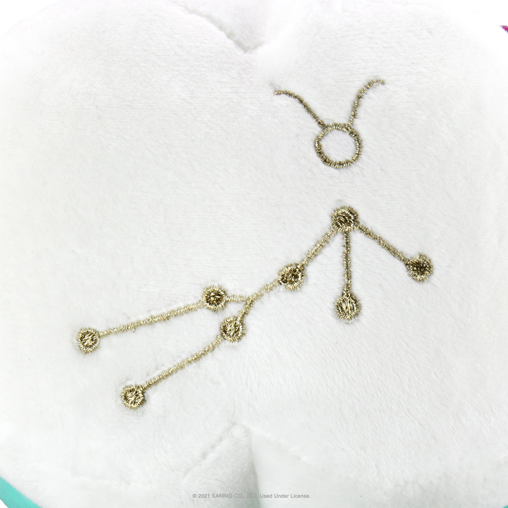 Sanrio Kidrobot Hello Kitty Zodiac Taurus plush, soft medium plush toy featuring Taurus constellation details and Hello Kitty design.