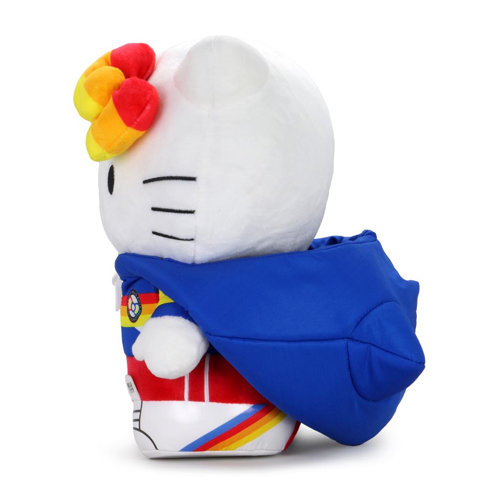 Sanrio Kidrobot x Hello Kitty sports plush toy with athletic outfit and cute facial expression, soft and huggable.