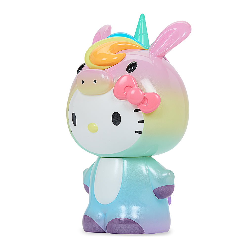 Kidrobot x Hello Kitty unicorn 8-inch vinyl art figure in prismatic edition featuring vibrant, colorful design and playful Hello Kitty details.