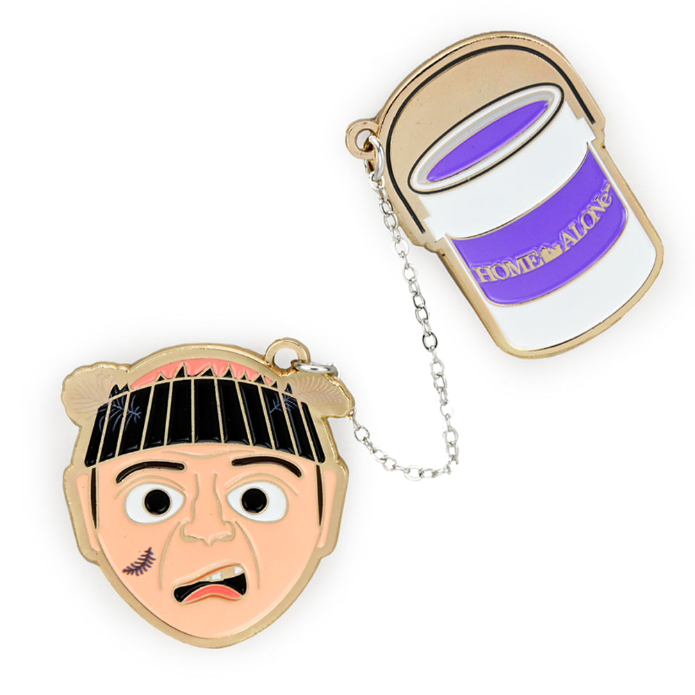 Kidrobot x Home Alone 30th Anniversary enamel pins featuring Little Nero’s Pizza in vibrant, multicolor design.