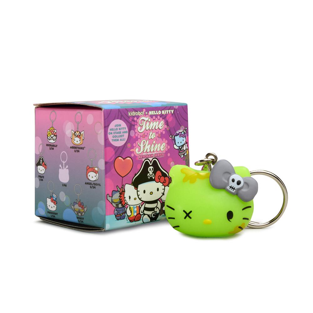 Sanrio Kidrobot Hello Kitty Time to Shine keychain featuring Hello Kitty character with shining design, from a blind box collectible.