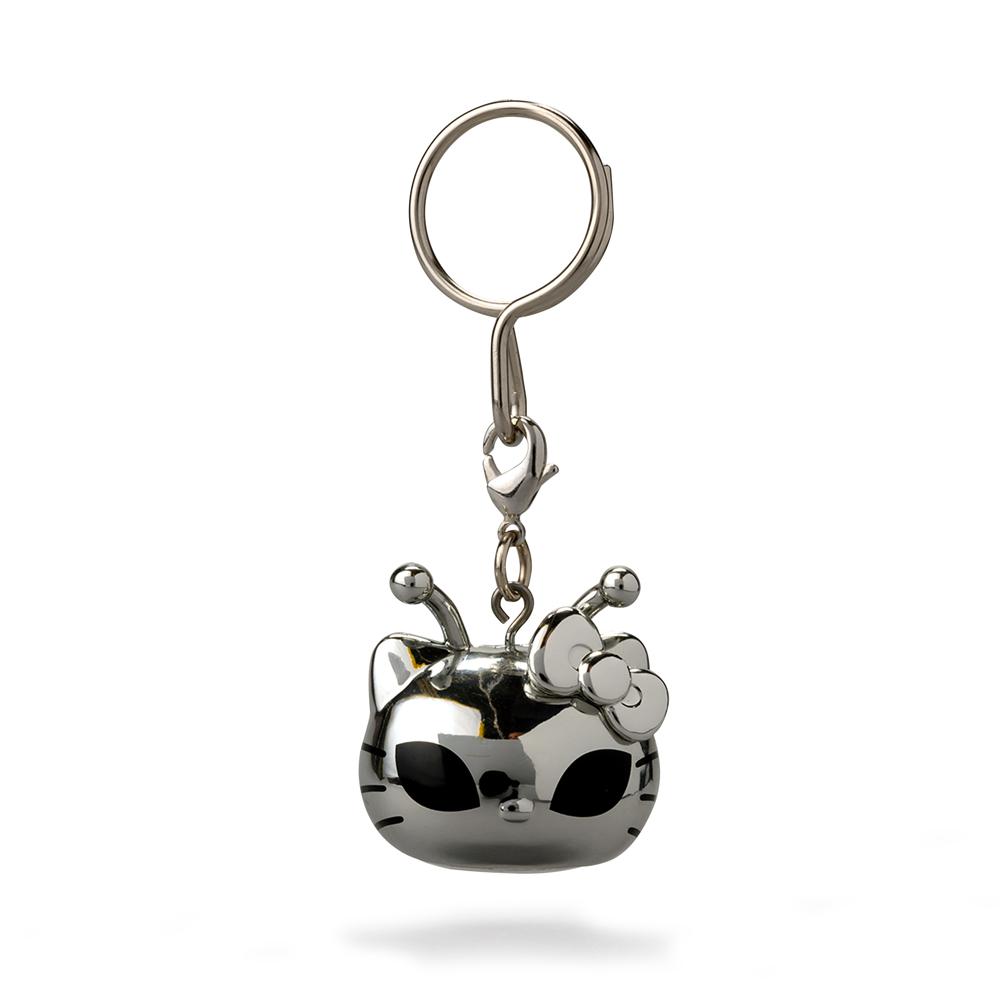 Sanrio Kidrobot Hello Kitty Time to Shine keychain featuring colorful Hello Kitty design on a small metal keychain.