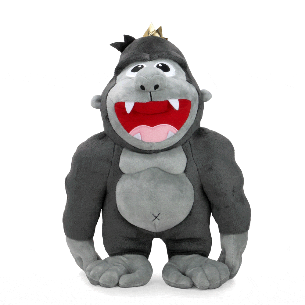 Kidrobot King Kong HugMe vibrating plush toy with soft, cuddly fabric and animated Kong face for comforting play and huggable fun.