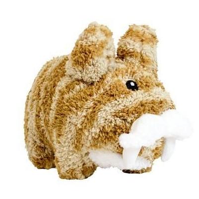 Frank Kozik Labbitooth Sabre Tooth Labbit 7-inch plush stuffed animal, featuring a detailed saber tooth design and soft polyester fabric.