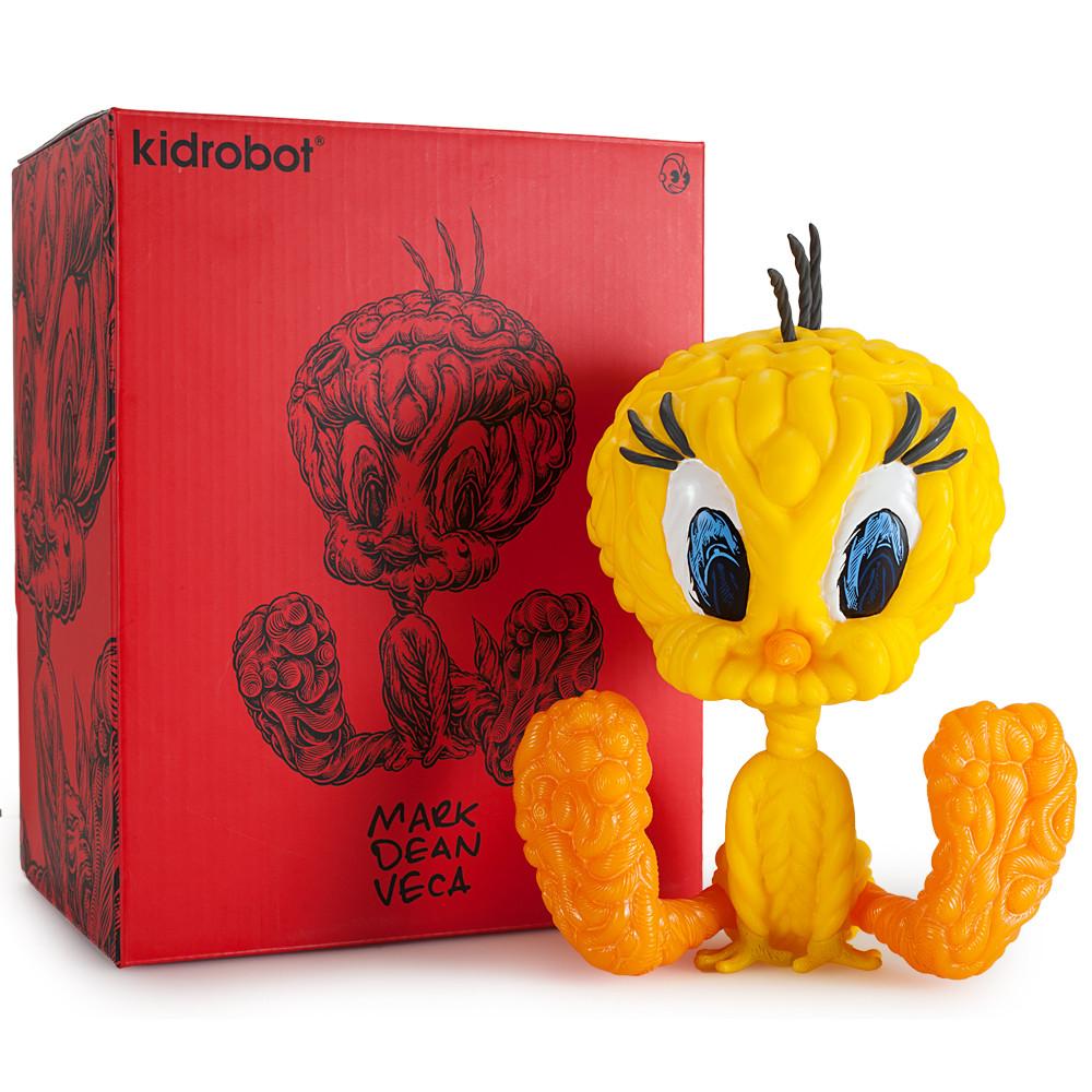 Looney Tunes Tweety Bird 8-inch vinyl art figure by Mark Dean Veca, featuring vibrant red color and detailed design.