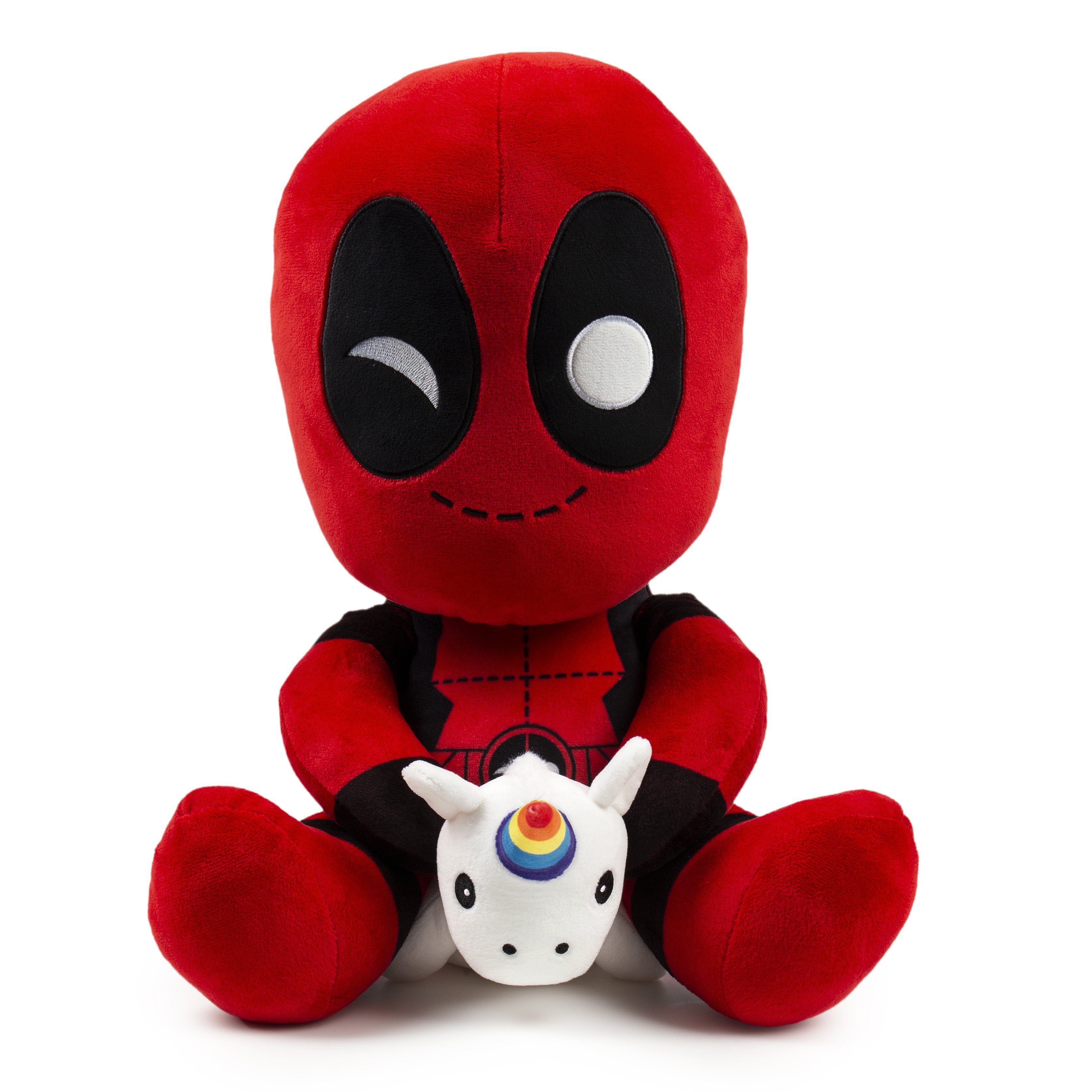 Deadpool Inflatable Marvel Deadpool riding a unicorn HugMe vibrating plush toy, soft plush ...