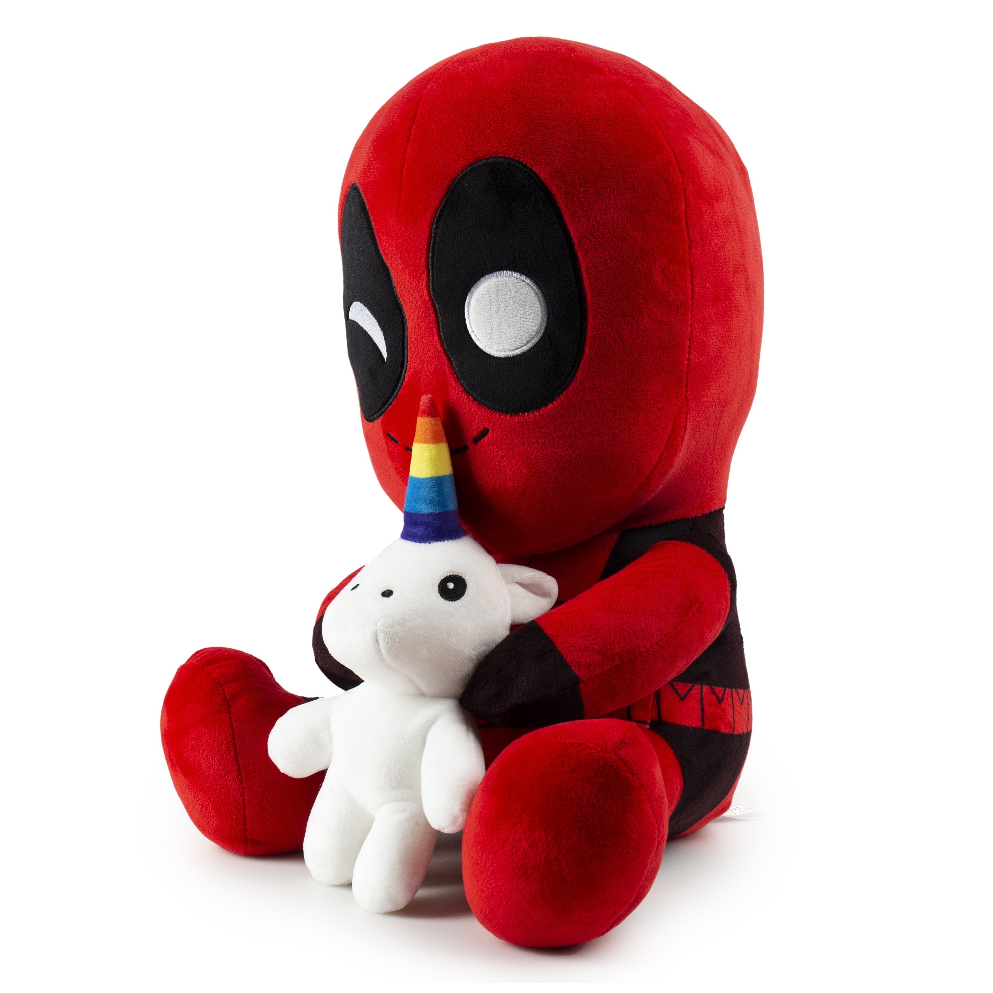 Deadpool Inflatable Marvel Deadpool plush riding a unicorn HugMe vibrating plush toy, soft ...