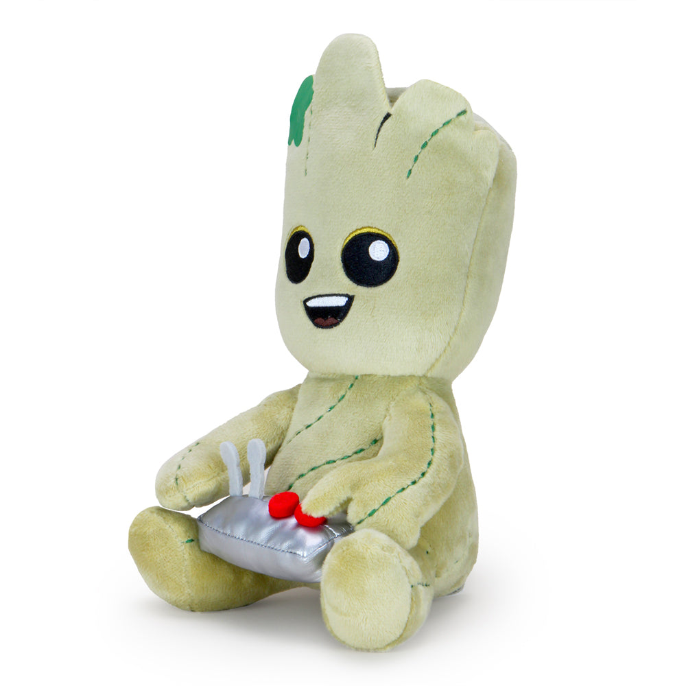 Marvel Guardians of the Galaxy Teen Groot plush toy, soft Phunny plush from Marvel featuring a video gamer design.