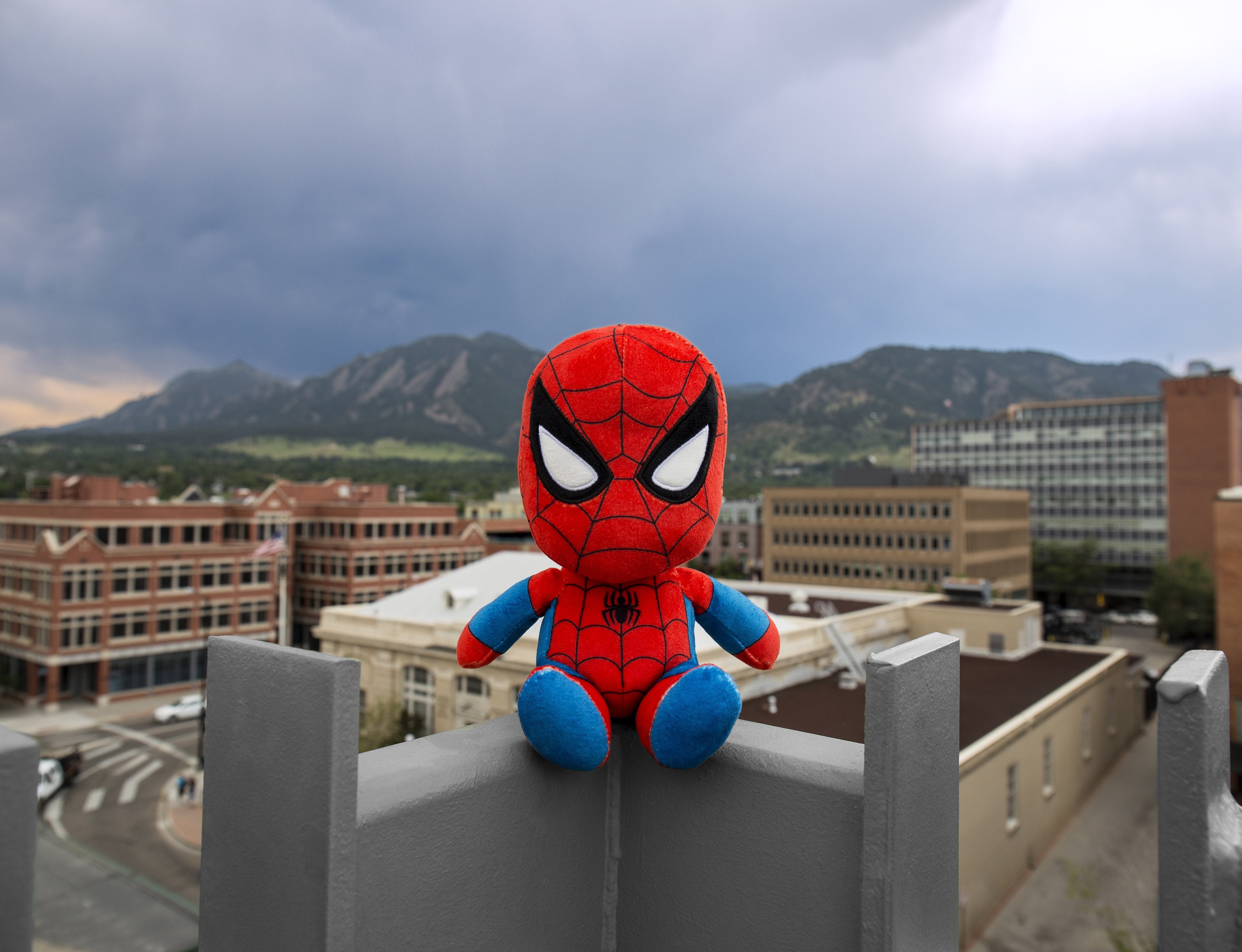 Marvel Spider-Man Phunny Plush by Kidrobot featuring a soft, cuddly Spider-Man character in a playful plush design.