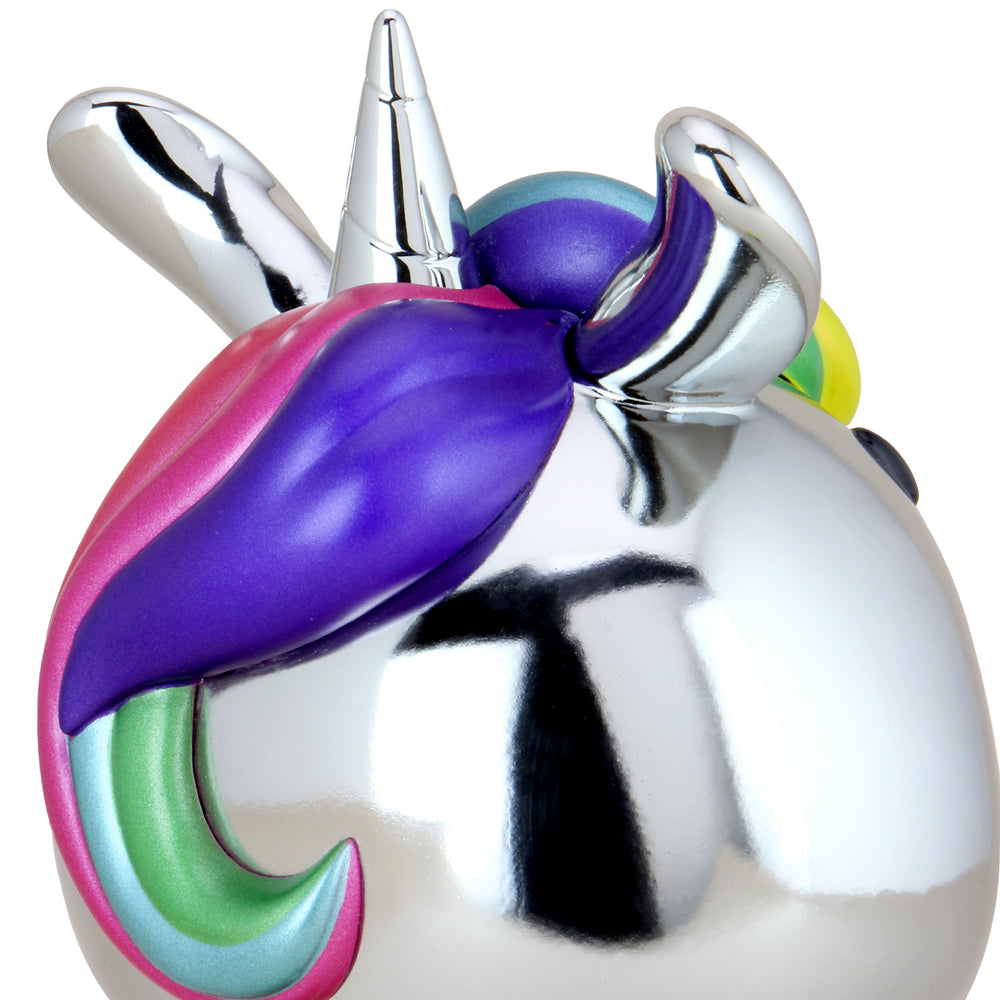 Sanrio Hello Kitty Unicorn 8-inch vinyl art figure in chrome finish, limited edition NYCC 2020 exclusive collectible.