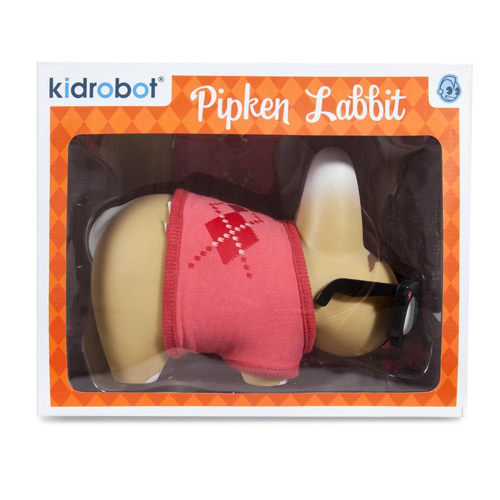Red edition Pipken Preppy Labbit art figure by Scott Tolleson, vinyl collectible with detailed design and vibrant red color.