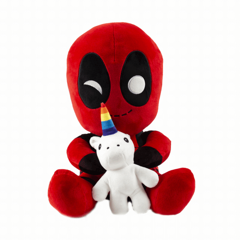 Marvel Deadpool Riding a Unicorn HugMe Vibrating Plush | Kidrobot