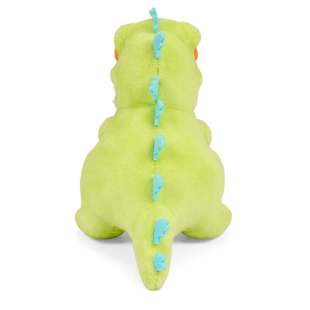 Rugrats 10-inch plush Reptar toy resembling a cereal box, soft and interactive, from the Rugrats animated series.