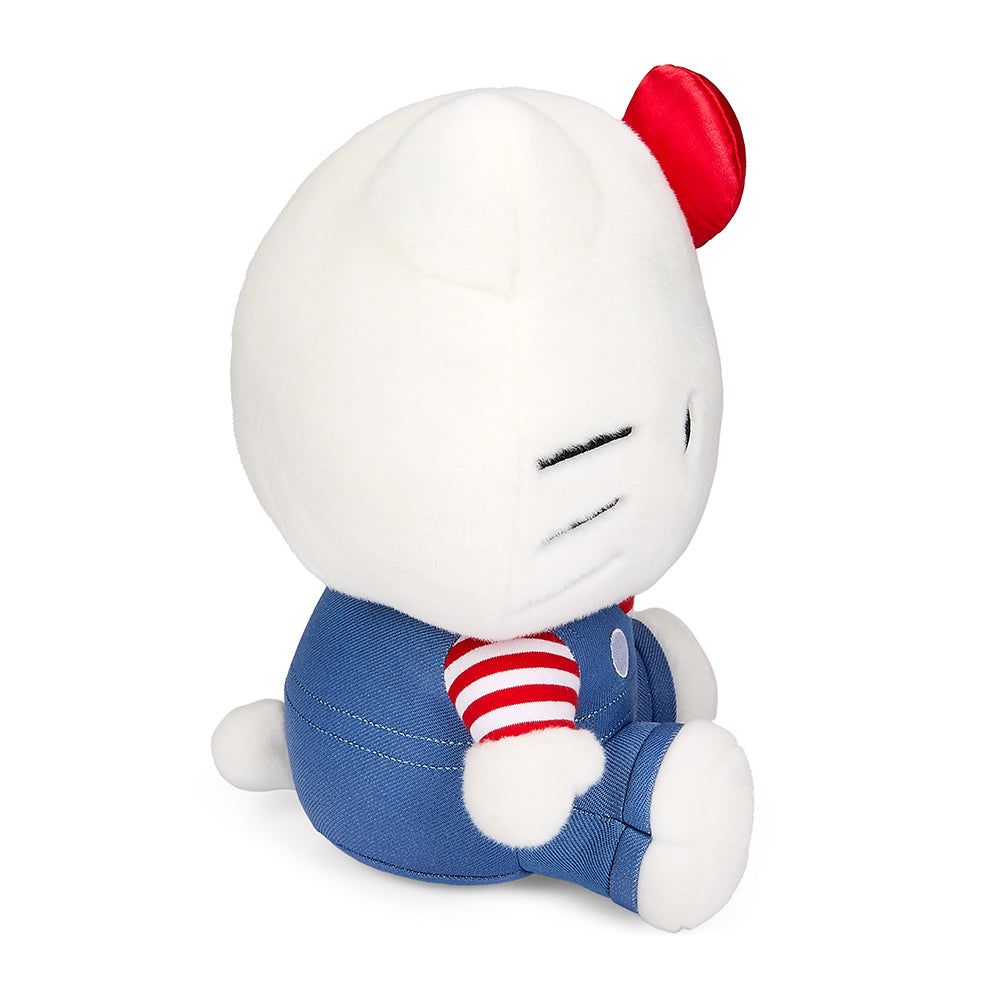 Sanrio Hello Kitty 13-inch plush toy featuring soft fabric and embroidered details, ideal for collectors and fans.