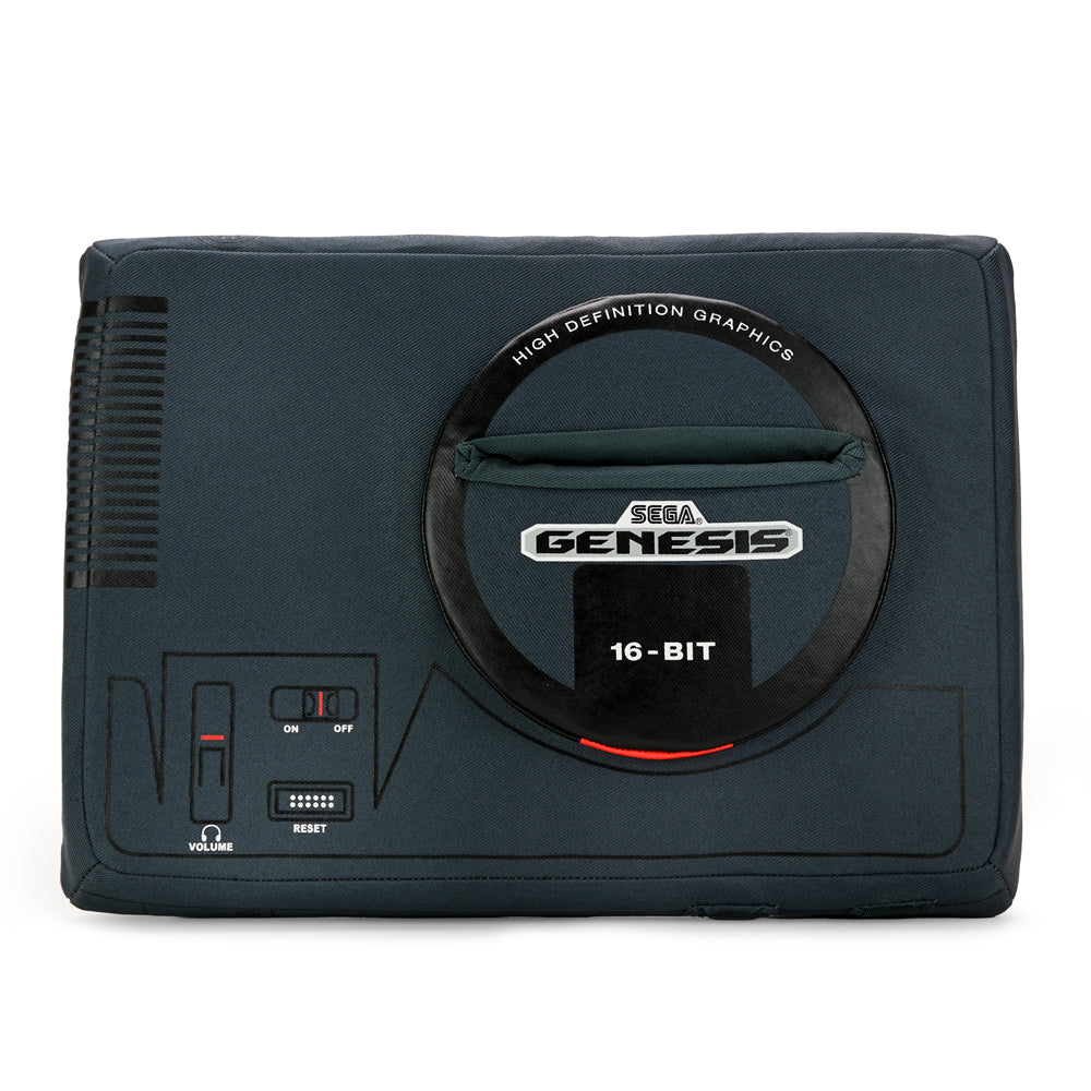 SEGA Genesis plush toy featuring interactive design and Sonic cartridge, soft and detailed gaming console-themed plush.
