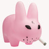 10-inch clear pink Smorkin' Labbit vinyl toy by Frank Kozik, featuring a smorking Labbit with pink translucent finish.