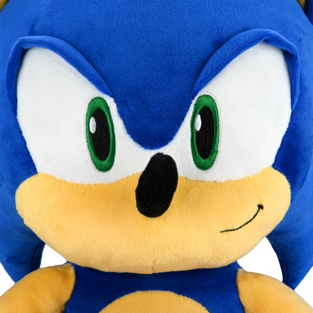 Sonic the Hedgehog HugMe plush toy by Sonic the Hedgehog, featuring Sonic in a soft, cuddly pose perfect for fans