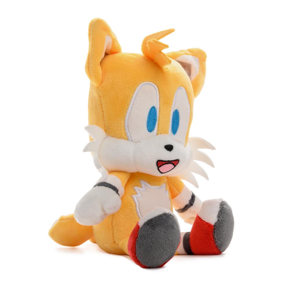 Sonic the Hedgehog Tails plush toy by Kidrobot, soft and cuddly, featuring Tails' orange fox character with white accents.