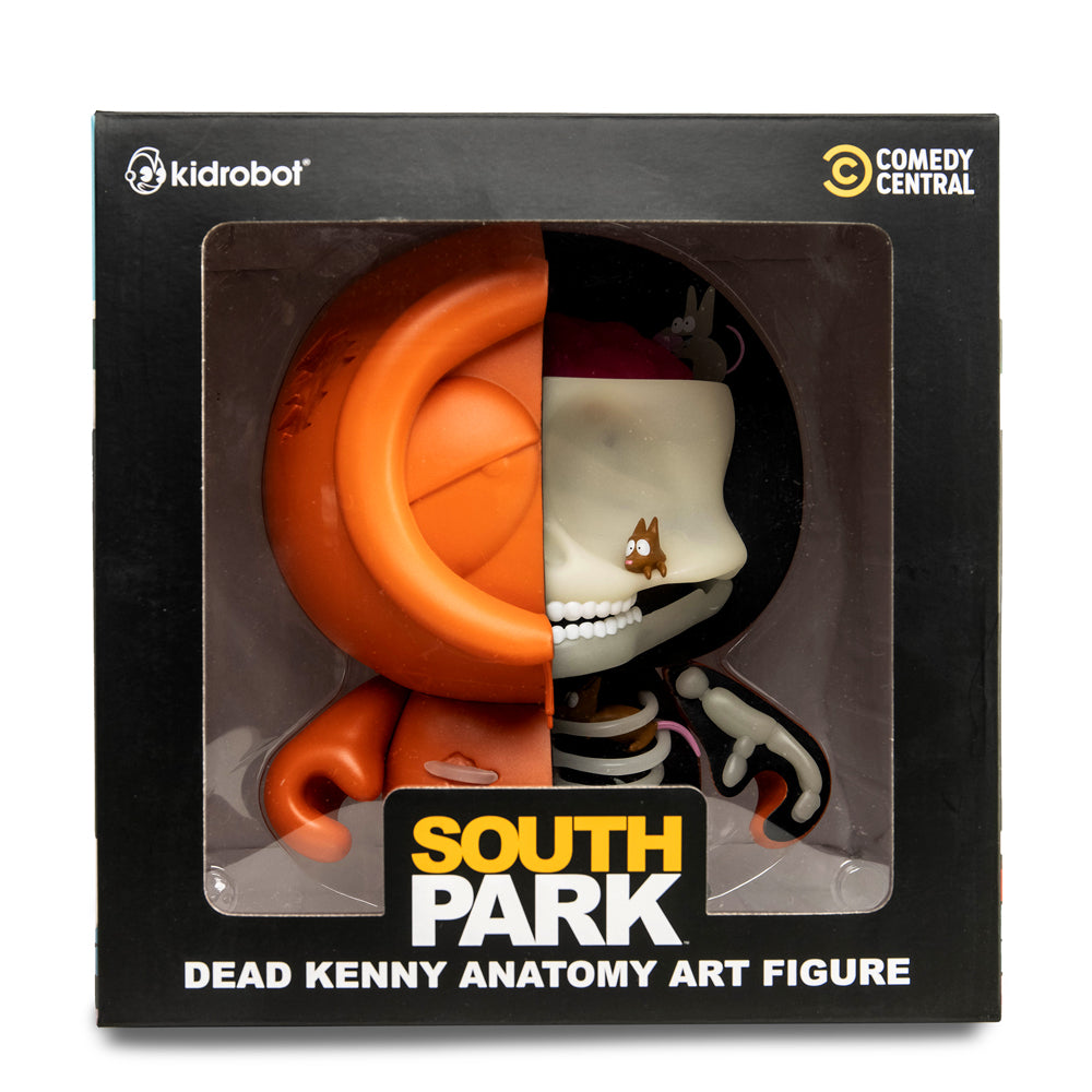 South Park Anatomy Kenny 8-inch vinyl art figure with pearlescent glow-in-the-dark finish, exclusive edition, detailed character design.