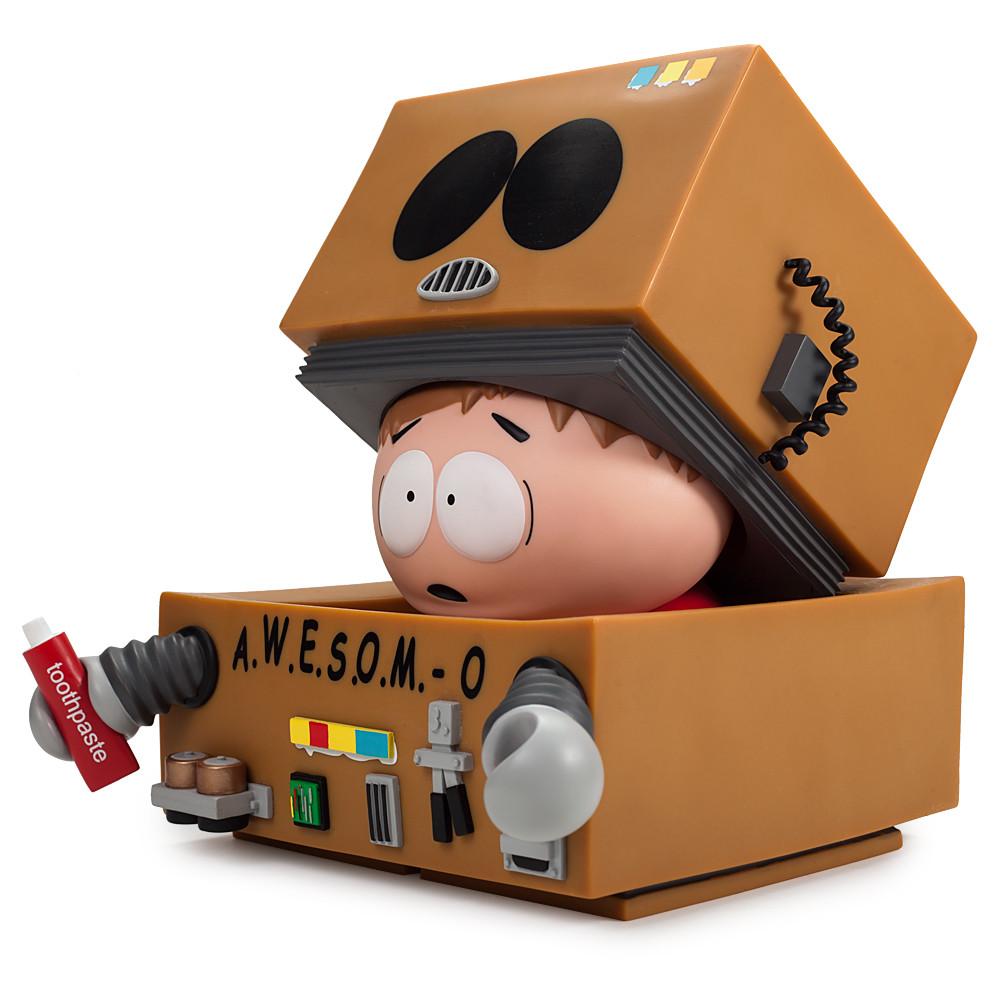 South Park AWESOMO Cartman vinyl toy figure by Kidrobot, detailed designer collectible, shown in a close-up image.