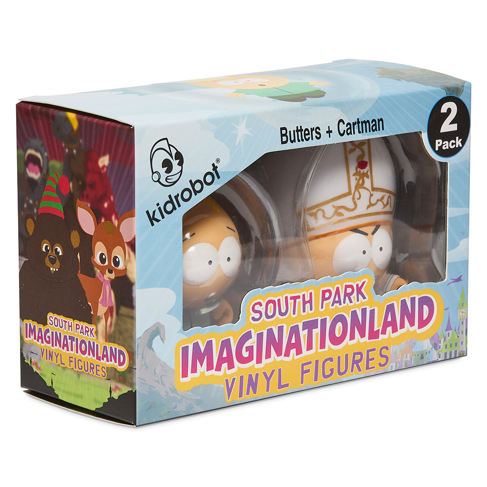 South Park Imaginationland Butters and Cartman 3-inch vinyl figures in a 2-pack, featuring detailed South Park character designs.