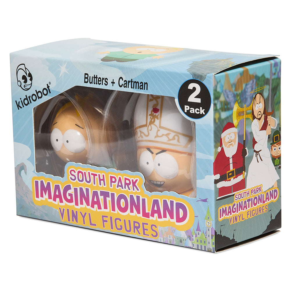 South Park Imaginationland Butters and Cartman 3-inch vinyl figure 2-pack, featuring detailed characters from the animated series.