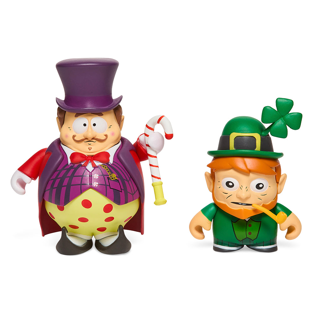 South Park Imaginationland Mayor and Leprechaun 3-inch vinyl mini figures in a collectible 2-pack, featuring colorful cartoon characters.