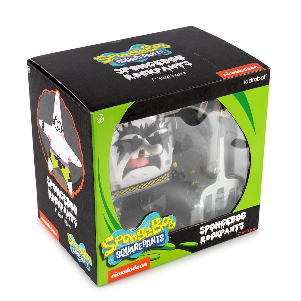 SpongeBob RockPants vinyl art toy figure by Kidrobot featuring SpongeBob SquarePants with black vinyl finish and detailed design.