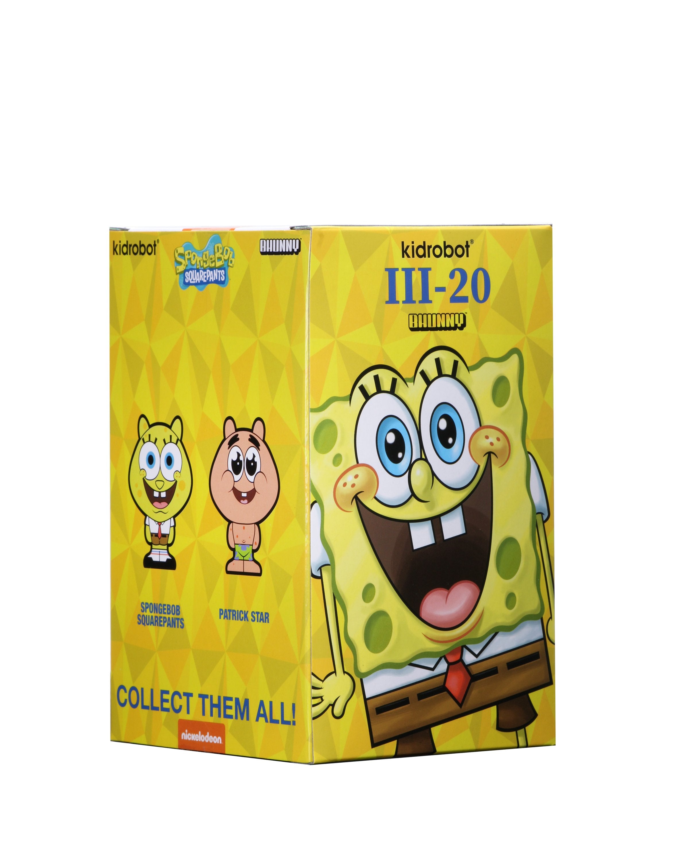Kidrobot Spongebob Squarepants BHUNNY 4-inch vinyl figure, featuring Spongebob's character design in collectible vinyl art style.
