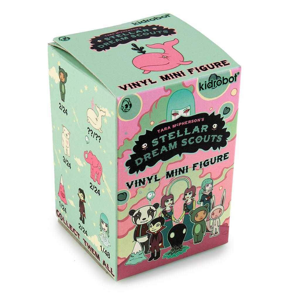 Mini vinyl art figure from Tara McPherson's Stellar Dream Scouts series, featuring a colorful, whimsical design in a blind box packaging.