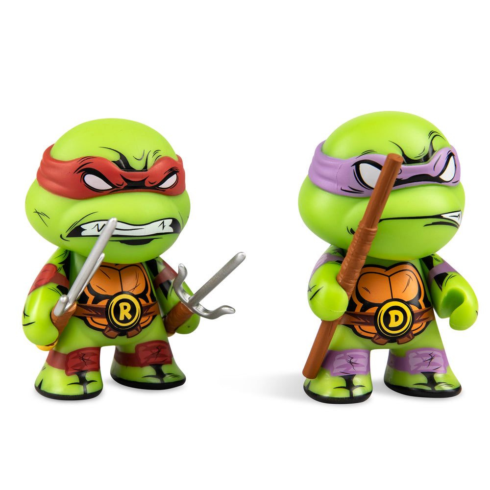 Teenage Mutant Ninja Turtles Raphael and Donatello 3-inch vinyl figures 2-pack, detailed mini figures from the popular toy brand