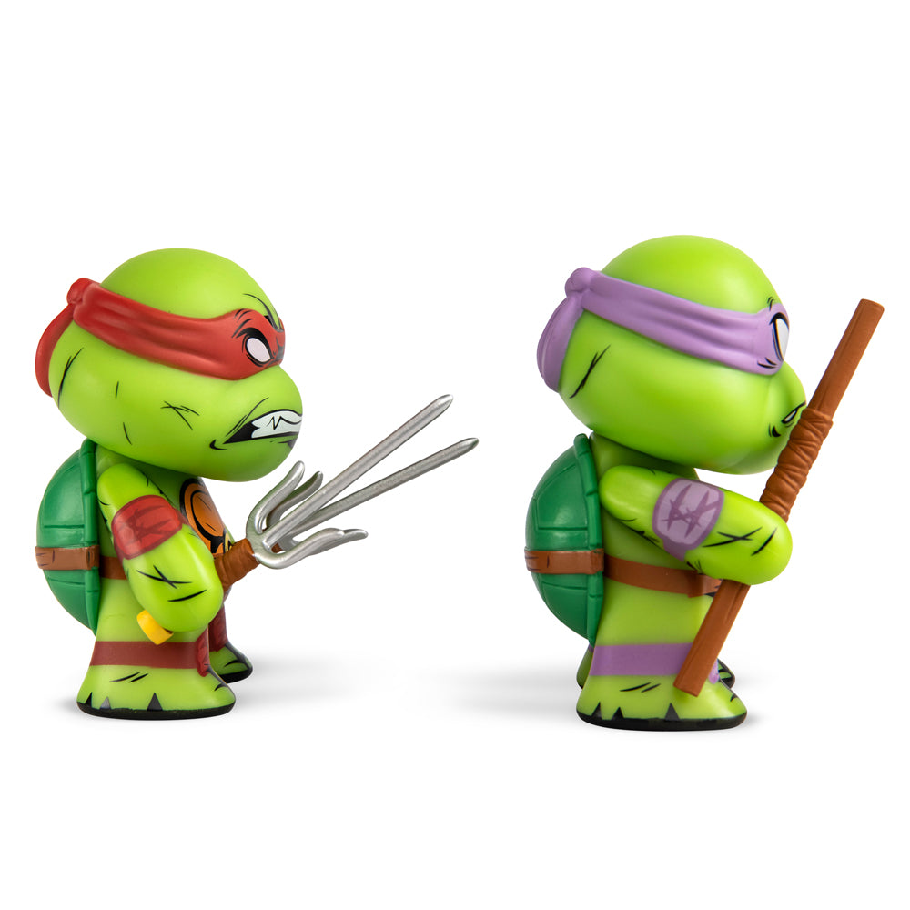 Teenage Mutant Ninja Turtles Raphael and Donatello 3-inch vinyl figures 2-pack, detailed mini figures from the TMNT franchise