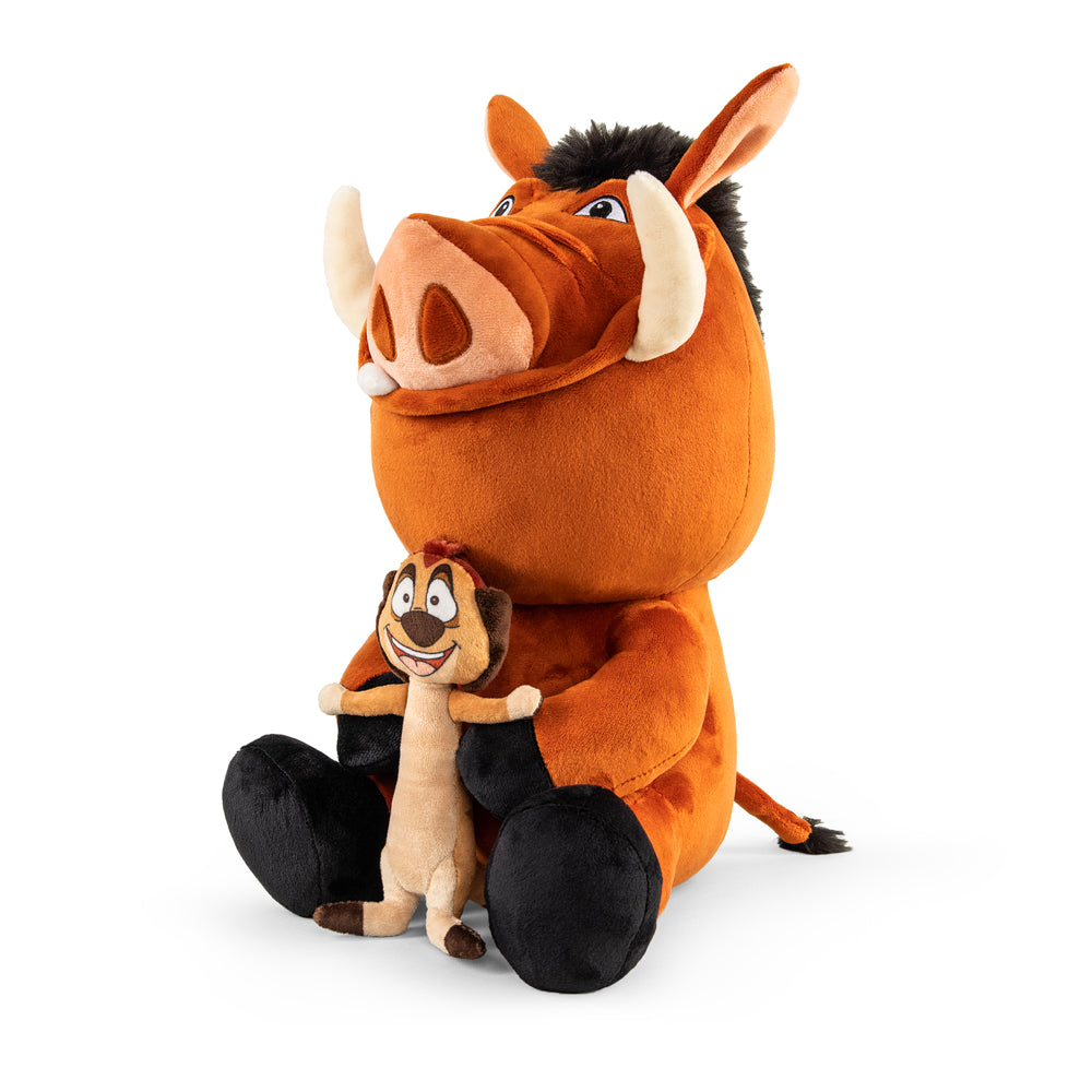 Disney The Lion King Timon & Pumba 16-inch HugMe plush by Kidrobot featuring soft, cuddly characters from the animated film.