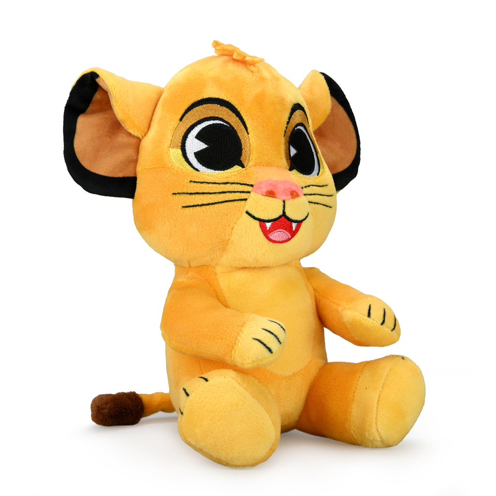 Disney The Lion King Young Simba 8-inch Phunny Plush toy by Kidrobot, featuring soft fabric and detailed Simba character design.
