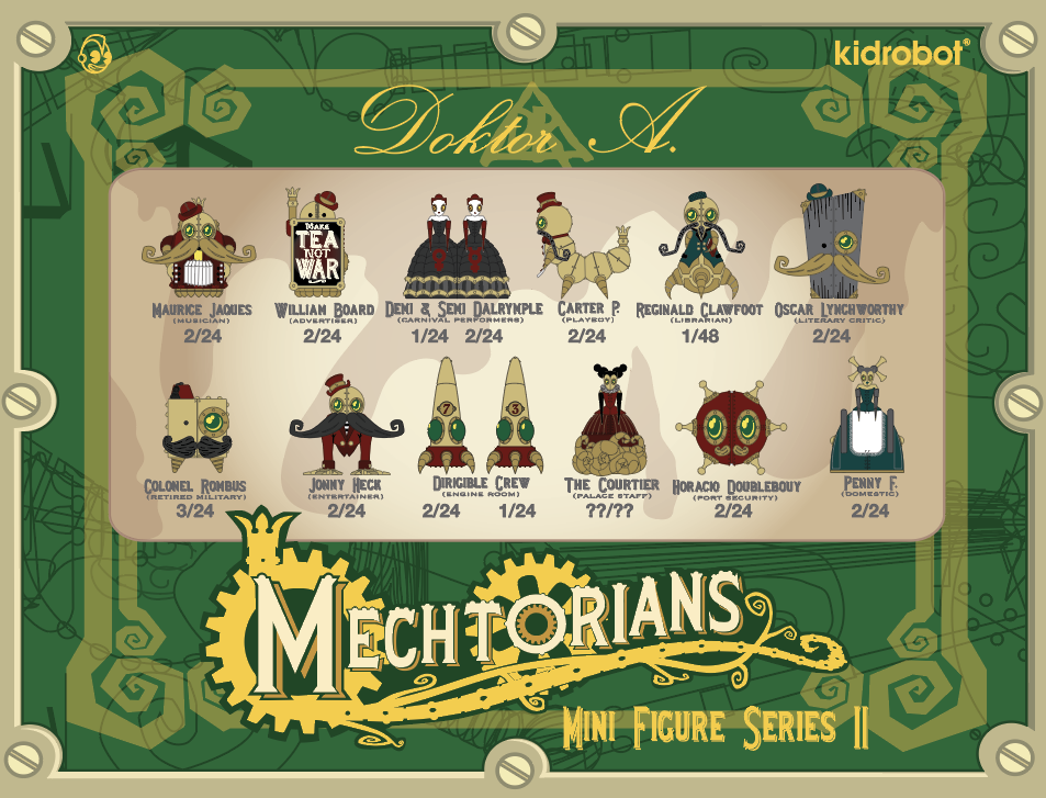 Mini art figure from The Mechtorians series by Doktor A, vinyl collectible with detailed design in a blind box.