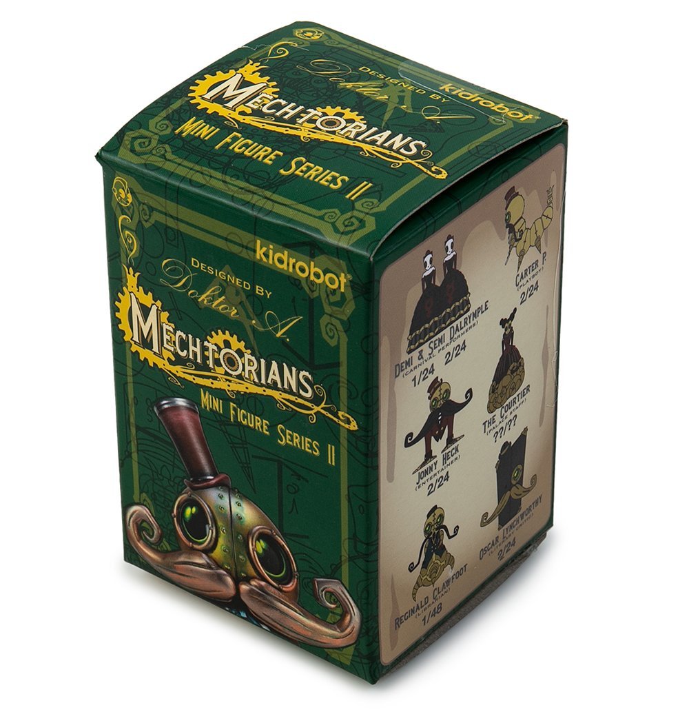 Mini art figure from the Mechtorians series by Doktor A, vinyl collectible figure in a sealed blind box.