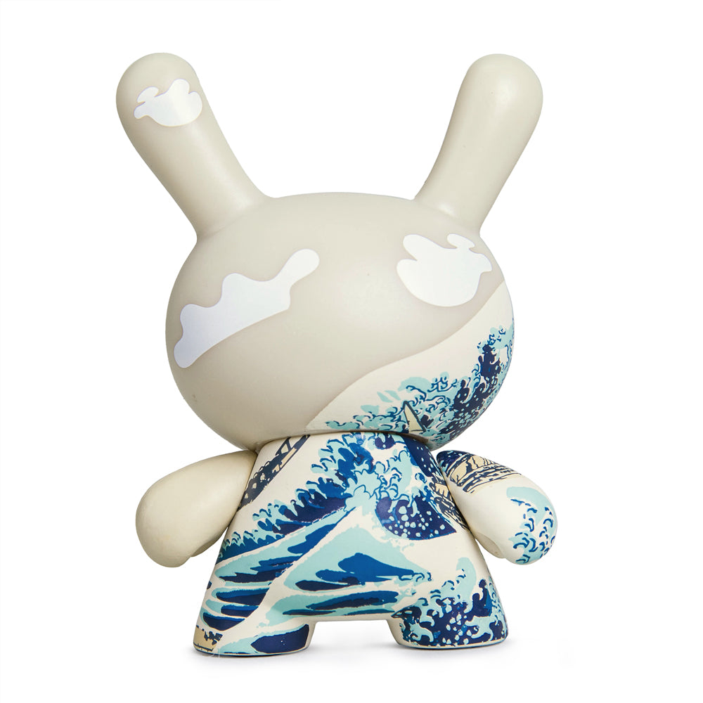 3-inch Dunny figure by The Met featuring Hokusai's Great Wave artwork, showcasing detailed design and vibrant colors.